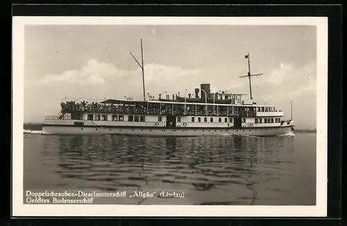 AK Doppelschrauben-Dieselmotorschiff Allgäu, Grösstes Bodenseeschiff