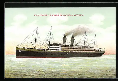 AK Kaiserin Augusta Victoria unter Dampf auf See, Passagierschiff