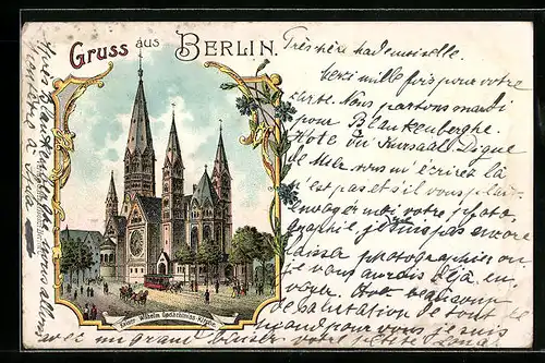 Lithographie Berlin-Charlottenburg, Kaiser Wilhelm Gedächtniss-Kirche