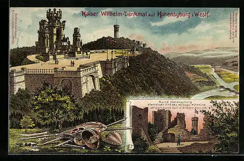 AK Hohensyburg i. Westf., Kaiser Wilhelm-Denkmal mit Ruine