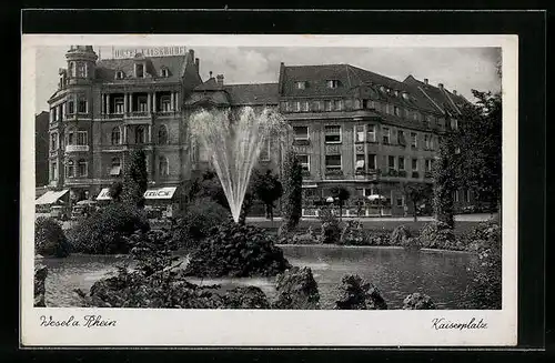 AK Wesel a. Rhein, Kaiserplatz mit Springbrunnen
