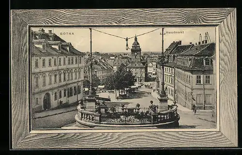 AK Gotha, Hauptmarkt mit Blick zum Rathaus