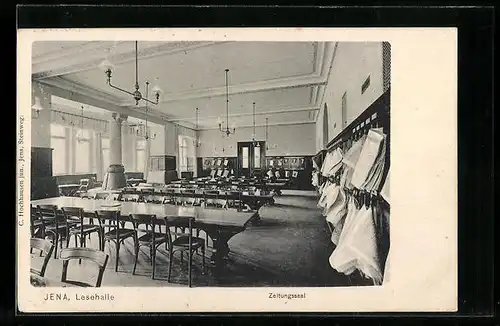 AK Jena, Innenansicht vom Zeitungssaal der Lesehalle