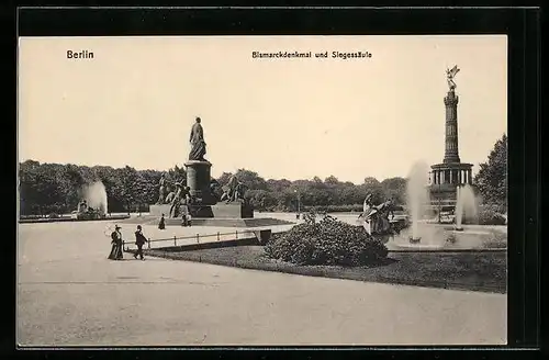 AK Berlin, Bismarckdenkmal und Siegessäule