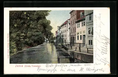 AK Jena, Partie mit Kleid-Venedig, Kanal und Häusern