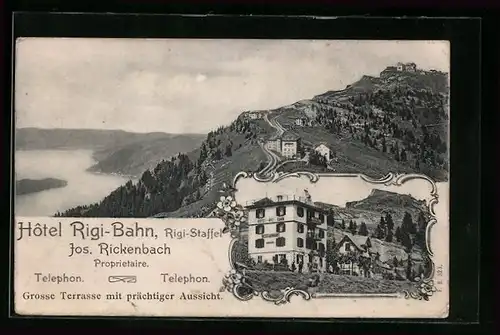 AK Rigi-Staffel, Hotel Rigi-Bahn, See-Panorama