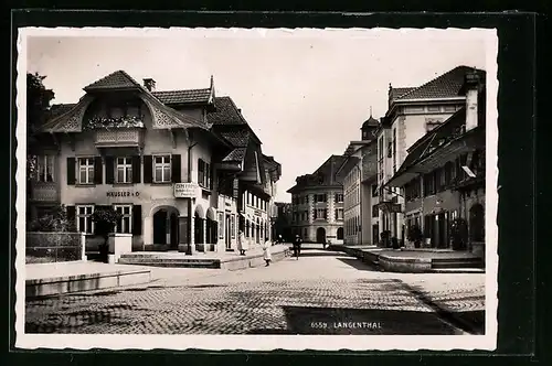 AK Langenthal, Strassenpartie mit Buchdruckerei Häusler & Cie.