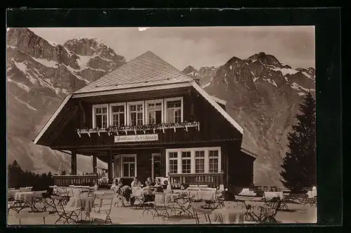 AK Engelberg, Gasthaus Waldhaus Geschnialp mit Hutstock und Widderfeld