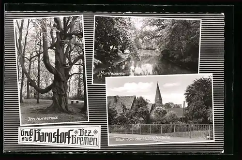 AK Barnstorf /Bez. Bremen, Im Hunteholz, Blick von der Huntebrücke, Huntepartie