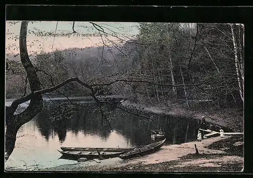 AK Bad Freienwalde a. O., Baa-See mit Booten