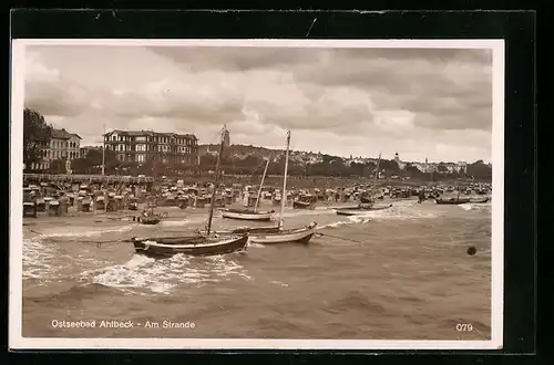 AK Ahlbeck, Ostseebad, Am Strande mit Booten