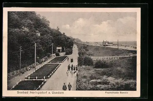 AK Heringsdorf a. Usedom, Seebad, Promenade Bansin