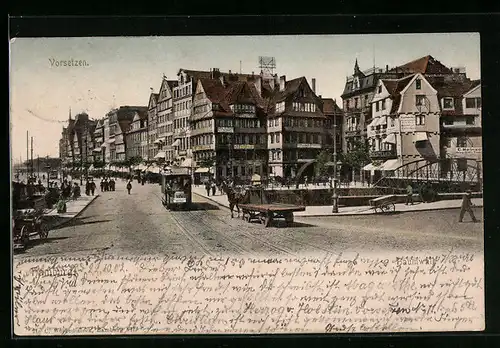 AK Hamburg-Neustadt, Vorsetzen und Baumwall mit Strassenbahn