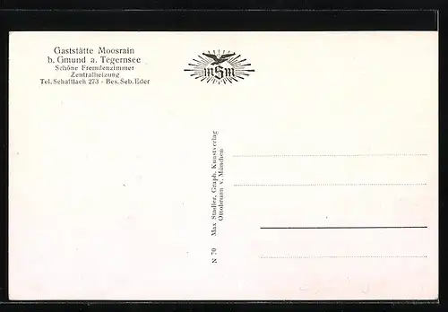 AK Moosrain /Tegernsee, Gaststätte Moosrain, Bes. Seb. Eder
