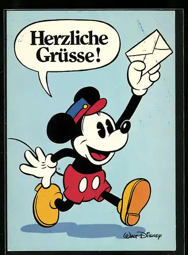 AK Micky Maus als Briefträger