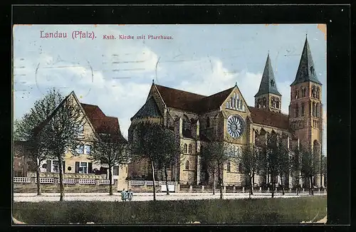 AK Landau /Pfalz, Kath. Kirche mit Pfarrhaus