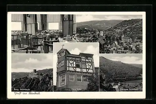 AK Heimbach /Eifel, Gasthaus Käte, Stausee Heimbach, Totalansicht, Burg