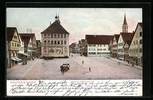 AK Schorndorf, Unterer Marktplatz mit Hotel Krone