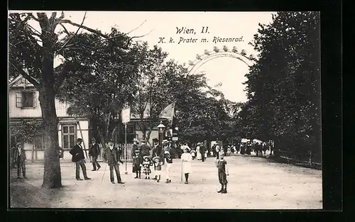 AK Wien, Wiener Prater, Strassenpartie mit Riesenrad