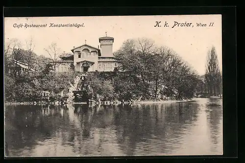 AK Wien, Wiener Prater, Cafe-Restaurant Konstantinhügel