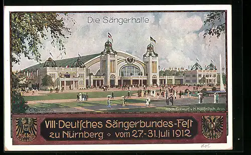 AK Nürnberg, VIII. Deutsches Sängerbundes-Fest vom 27.-31. Juli 1912, Die Sängerhalle