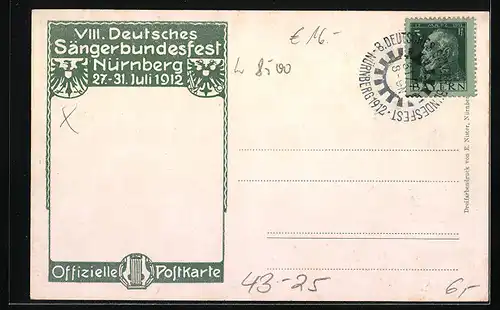 AK Nürnberg, VIII. Deutsches Sängerbundes-Fest vom 27.-31. Juli 1912, Die Sängerhalle