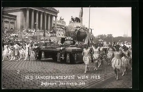 AK Wien, 10. D. Sängerbundesfest, Festwagen Das deutsche Lied