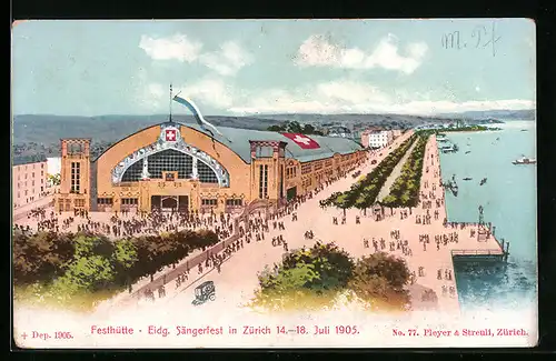 AK Zürich, Festhütte auf dem Eidg. Sängerfest 14.-18. Juli 1905