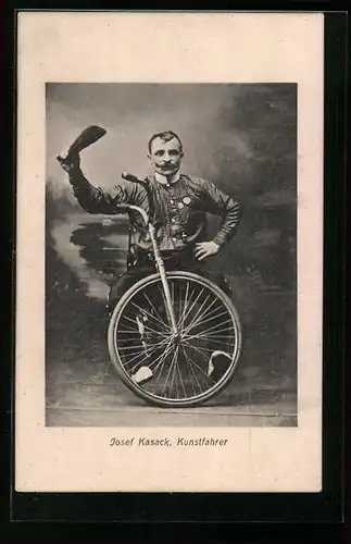 AK Kunstfahrer Josef Kasack mit seinem Fahrrad