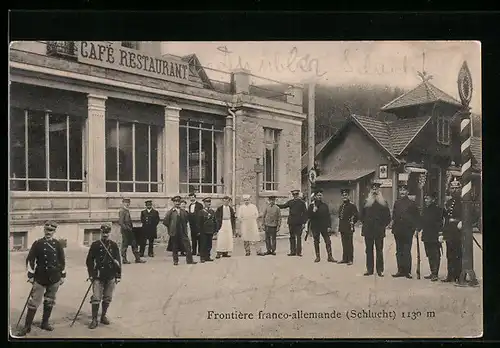 AK Frontiere franco-allemande (Schlucht), Café-Restaurant, Grenze