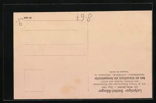 AK Leipzig, Seidel-Sänger, Dir. Arth. Seidel, Heinrichstr. 1a