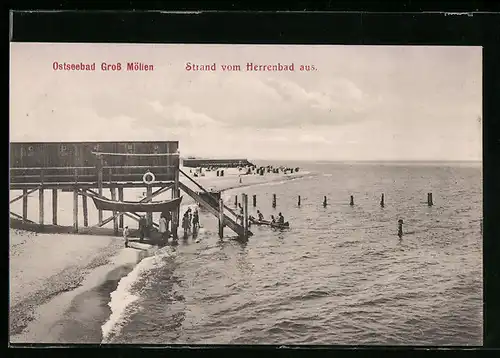 AK Grossmöllen, Ostseestrand vom Herrenbad aus