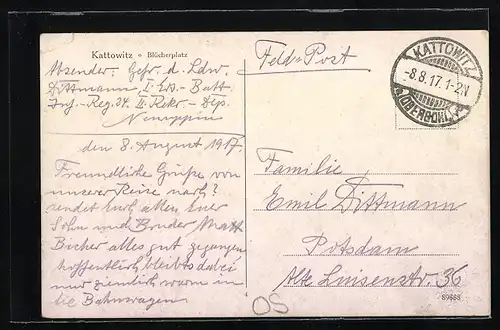 AK Kattowitz, Blick auf den Blücherplatz