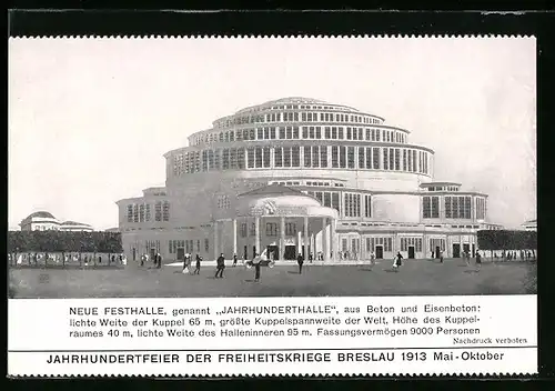 AK Breslau, Jahrhundertfeier der Freiheitskriege 1913, Jahrhunderthalle