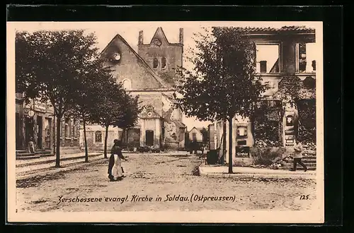 AK Soldau, Zerschossene evang. Kirche