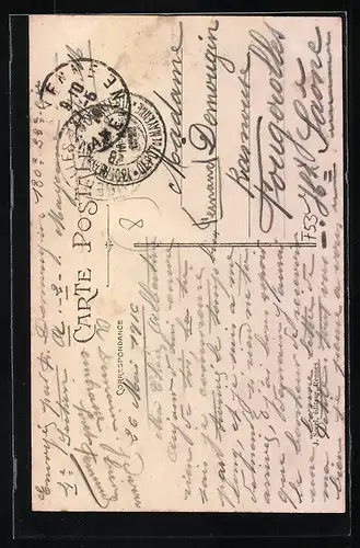 AK Mayenne, Brücke, Uferpartie und Ortspartie im Stiefmütterchen, Passepartout