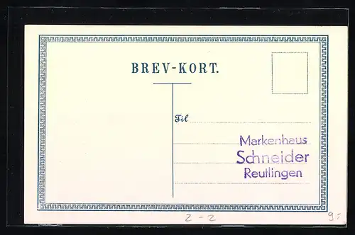 AK Briefmarken, Landkarte und Wappen Dänemarks, Krone