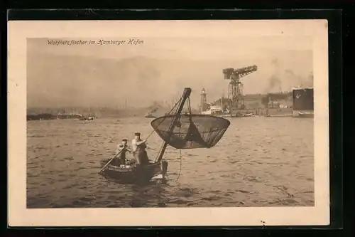 AK Hamburg, Wurfnetzfischer im Hafen