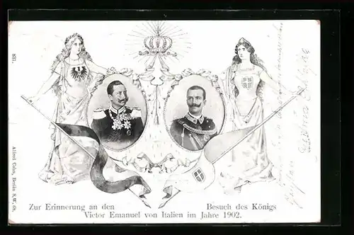 AK Portraits Victor Emanuel von Italien und Kaiser Wilhelm II.