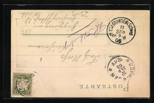 Passepartout-Lithographie St. Bartholomä, Gesamtansicht übern See