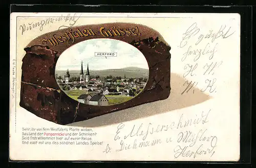 Passepartout-Lithographie Gütersloh, Gesamtansicht