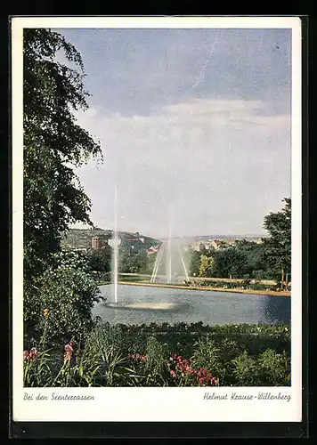 AK Stuttgart, Deutsche Gartenschau 1950, Bei den Seenterrassen, Helmut Krause-Willenberg