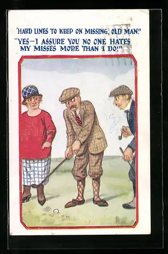 AK Golfer mit Wortspiel auf Kosten seiner Ehefrau