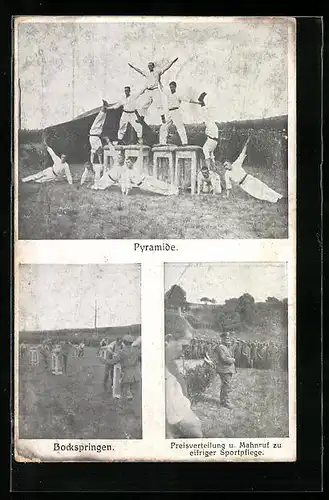 AK Bayerisches Sportfest an der Aisne 1917, Bockspringen, Pyramide