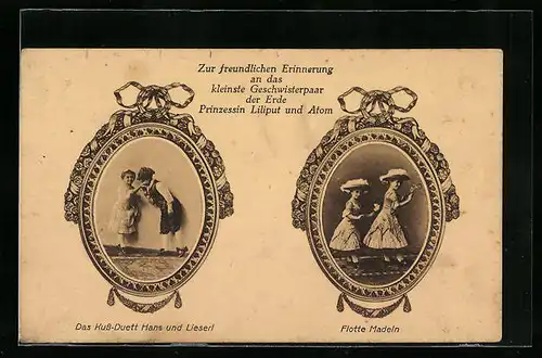 AK Liliputaner-Geschwisterpaar Prinzessin Liliput und Atom