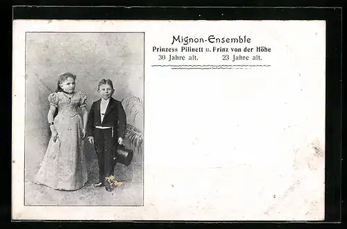 AK Mignon-Ensemble, Liliputaner Prinzess Pilinett und Prinz von der Höhe