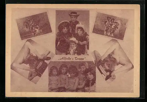 AK Alfredo`s Truppe, Zirkuskünstler, Mehrfachansicht
