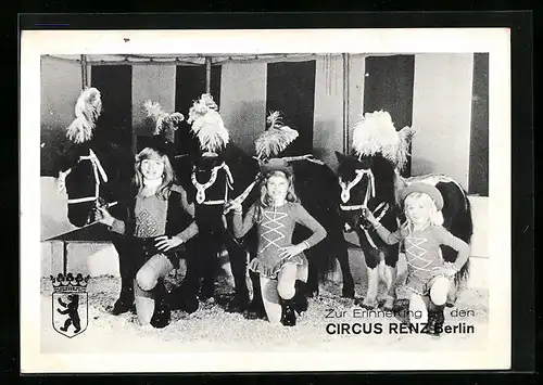 AK Berlin, Zirkus Renz, Drei Mädchen mit Ponys