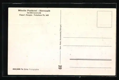 AK Herrenalb im Schwarzwald, Mönchs Posthotel
