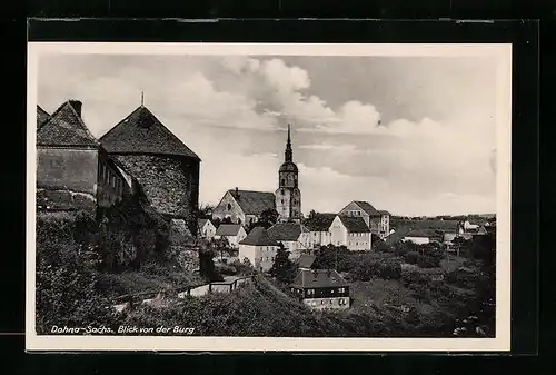 AK Dohna /Sachs., Blick von der Burg mit Kirche